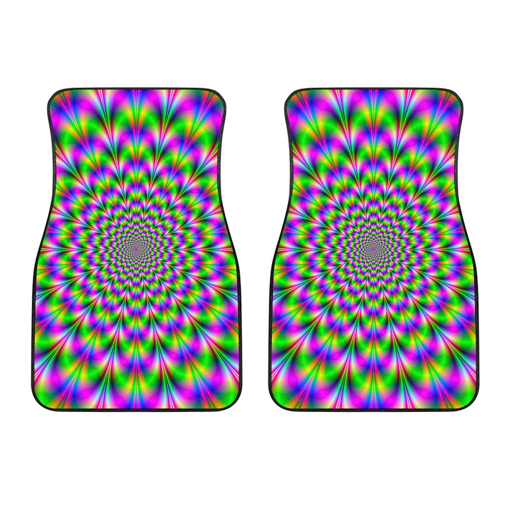 Neon Psychedelic Optical Illusion Front Car Floor Mats