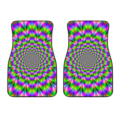 Neon Psychedelic Optical Illusion Front Car Floor Mats