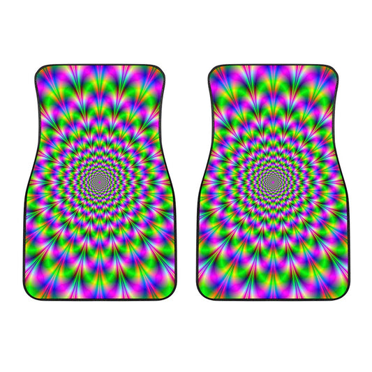 Neon Psychedelic Optical Illusion Front Car Floor Mats