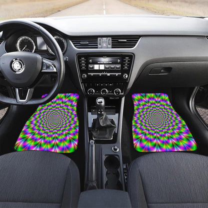 Neon Psychedelic Optical Illusion Front Car Floor Mats