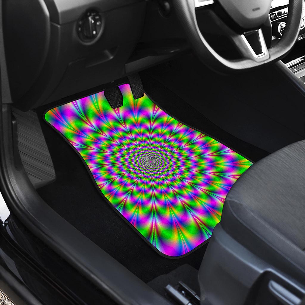 Neon Psychedelic Optical Illusion Front Car Floor Mats