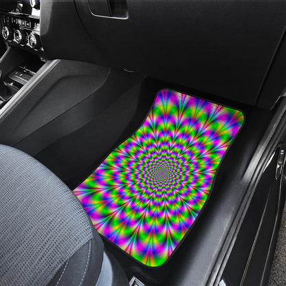 Neon Psychedelic Optical Illusion Front Car Floor Mats