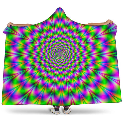 Neon Psychedelic Optical Illusion Hooded Blanket