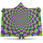 Neon Psychedelic Optical Illusion Hooded Blanket