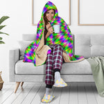 Neon Psychedelic Optical Illusion Hooded Blanket