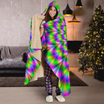 Neon Psychedelic Optical Illusion Hooded Blanket