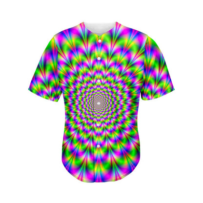 Neon Psychedelic Optical Illusion Men's Baseball Jersey