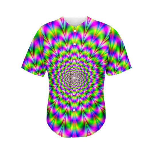 Neon Psychedelic Optical Illusion Men's Baseball Jersey