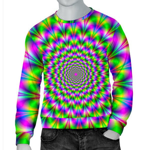 Neon Psychedelic Optical Illusion Men's Crewneck Sweatshirt GearFrost