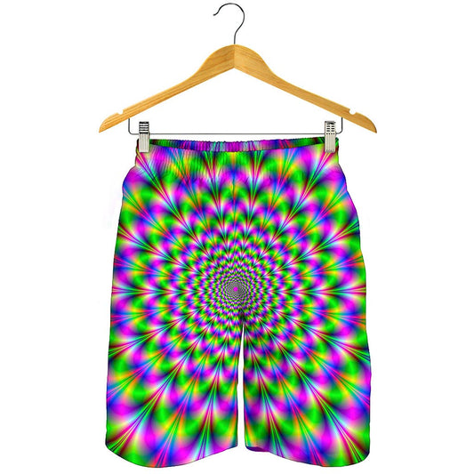 Neon Psychedelic Optical Illusion Men's Shorts