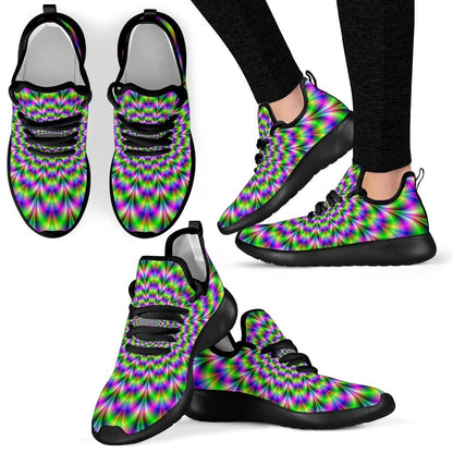 Neon Psychedelic Optical Illusion Mesh Knit Shoes GearFrost