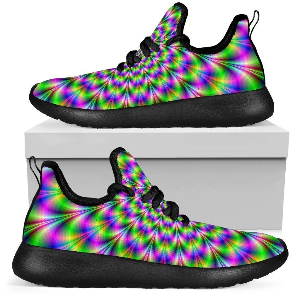 Neon Psychedelic Optical Illusion Mesh Knit Shoes GearFrost