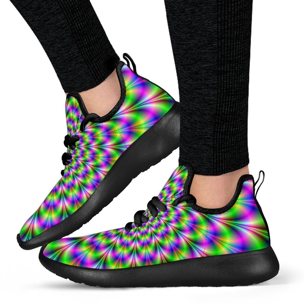 Neon Psychedelic Optical Illusion Mesh Knit Shoes GearFrost