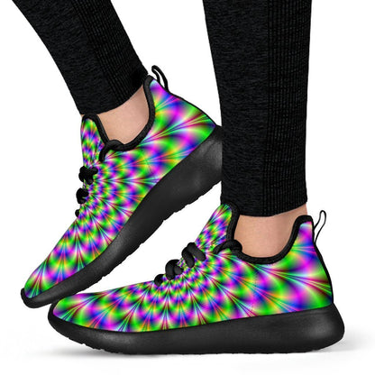 Neon Psychedelic Optical Illusion Mesh Knit Shoes GearFrost