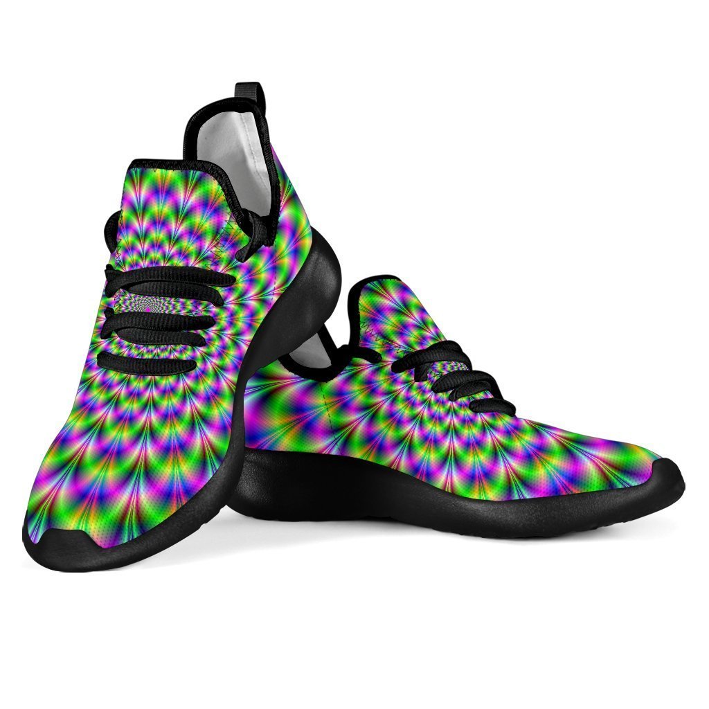 Neon Psychedelic Optical Illusion Mesh Knit Shoes GearFrost