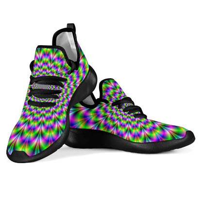 Neon Psychedelic Optical Illusion Mesh Knit Shoes GearFrost