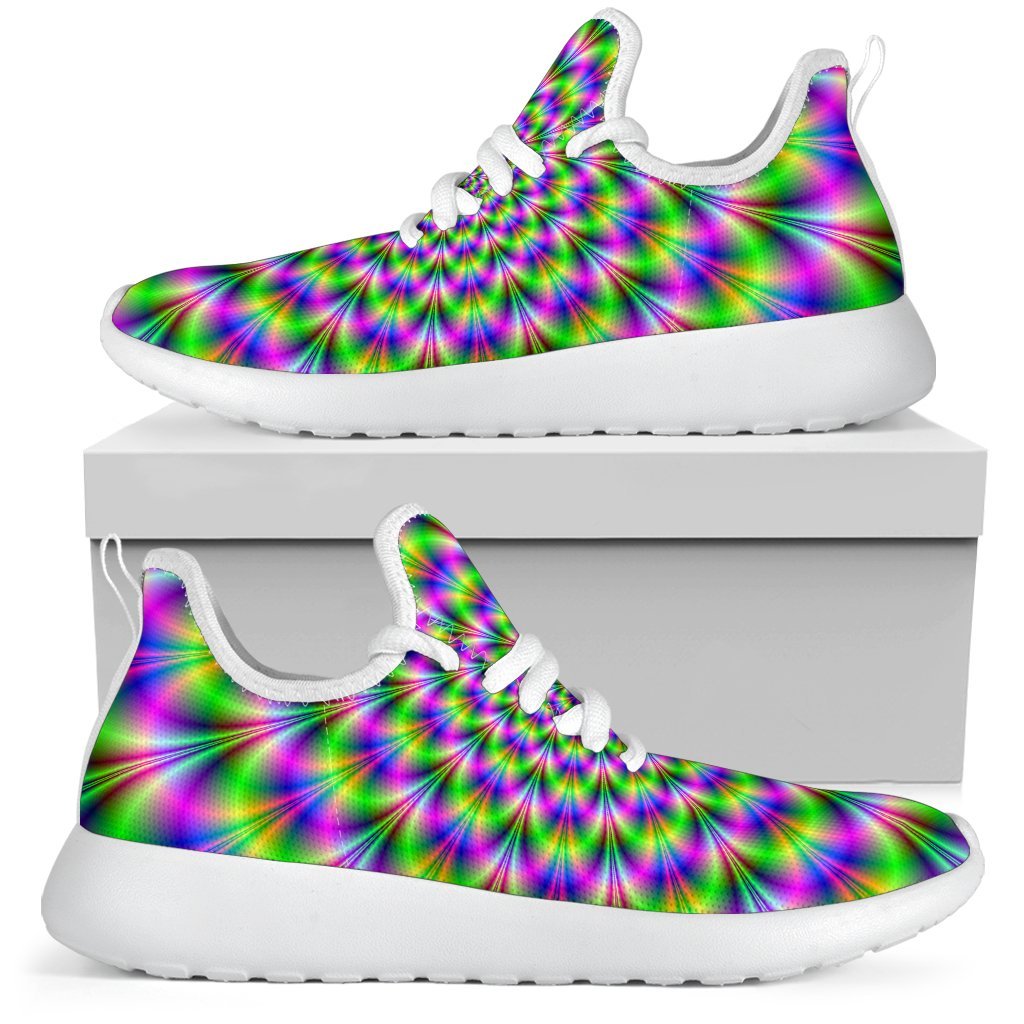 Neon Psychedelic Optical Illusion Mesh Knit Shoes GearFrost