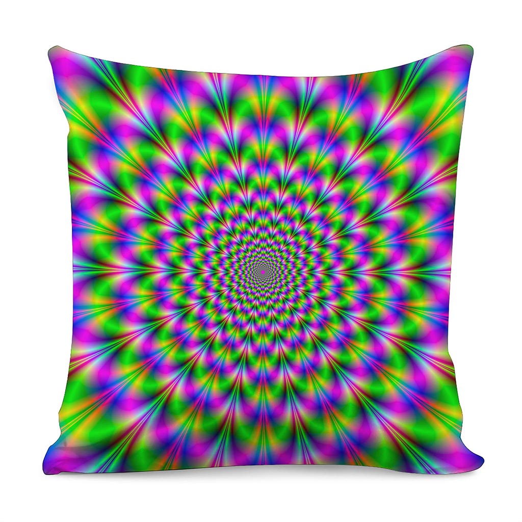 Neon Psychedelic Optical Illusion Pillow Cover