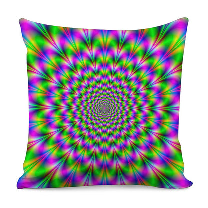 Neon Psychedelic Optical Illusion Pillow Cover