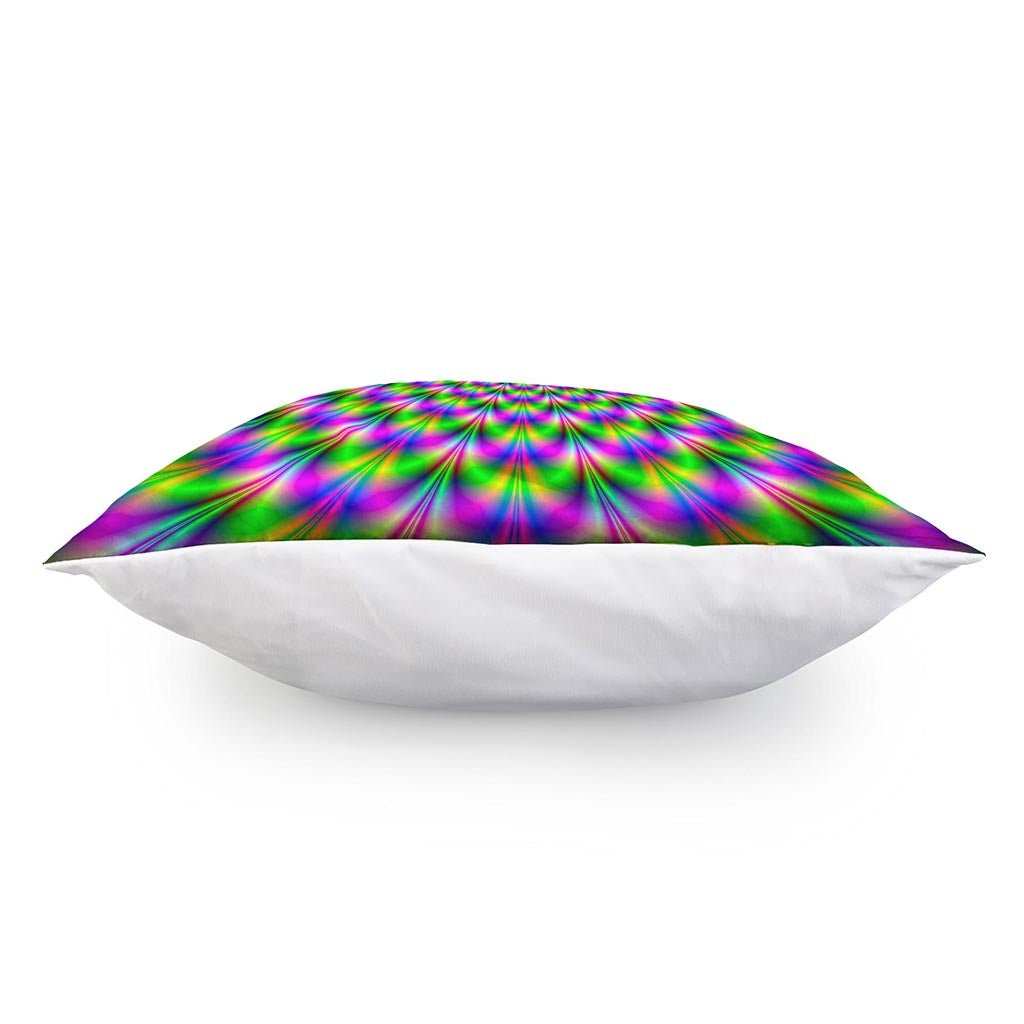 Neon Psychedelic Optical Illusion Pillow Cover