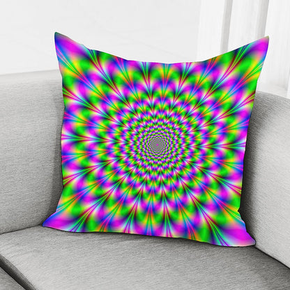 Neon Psychedelic Optical Illusion Pillow Cover