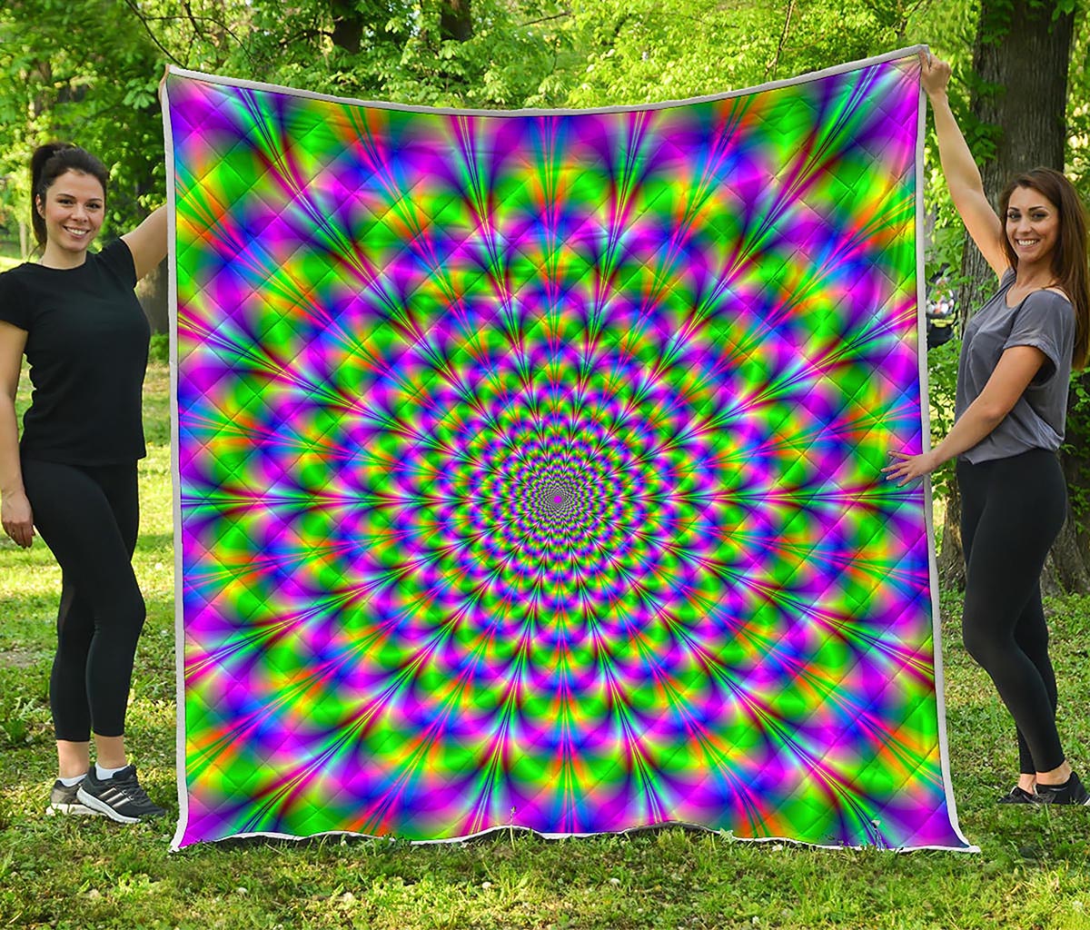 Neon Psychedelic Optical Illusion Quilt