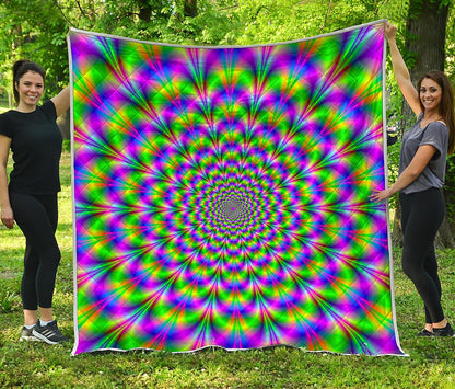 Neon Psychedelic Optical Illusion Quilt
