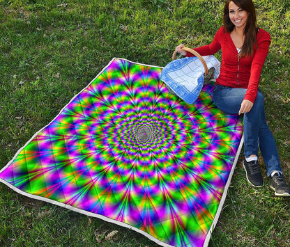 Neon Psychedelic Optical Illusion Quilt