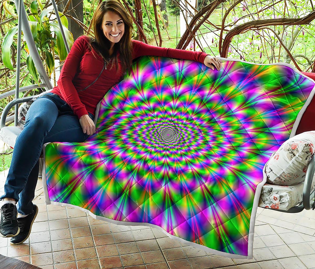 Neon Psychedelic Optical Illusion Quilt