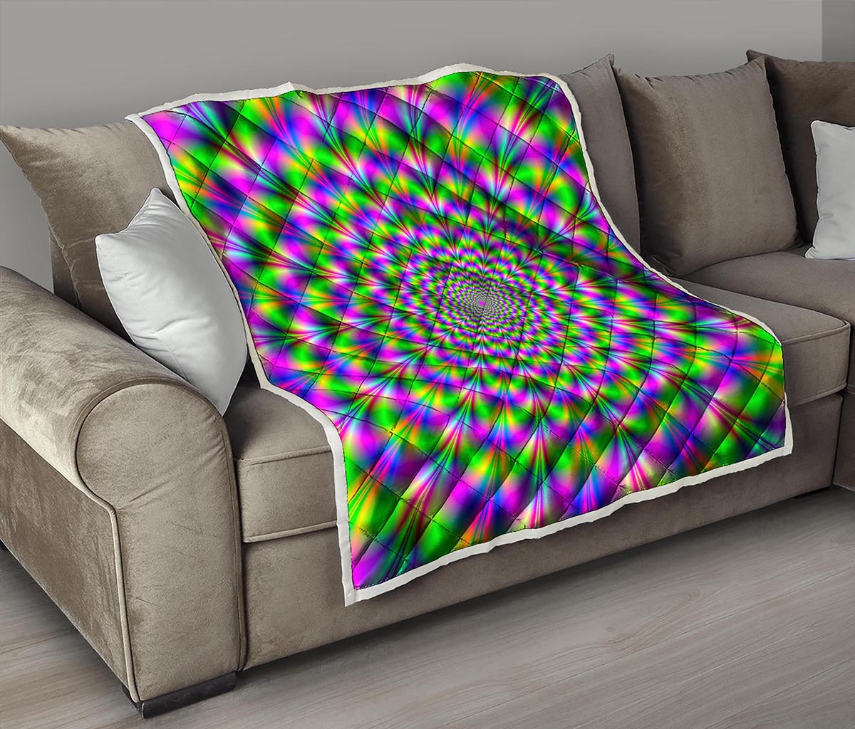 Neon Psychedelic Optical Illusion Quilt