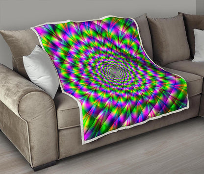 Neon Psychedelic Optical Illusion Quilt