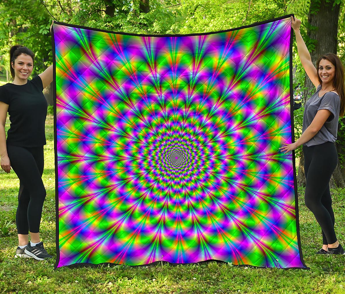 Neon Psychedelic Optical Illusion Quilt