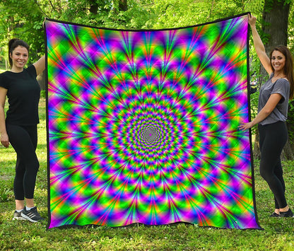 Neon Psychedelic Optical Illusion Quilt