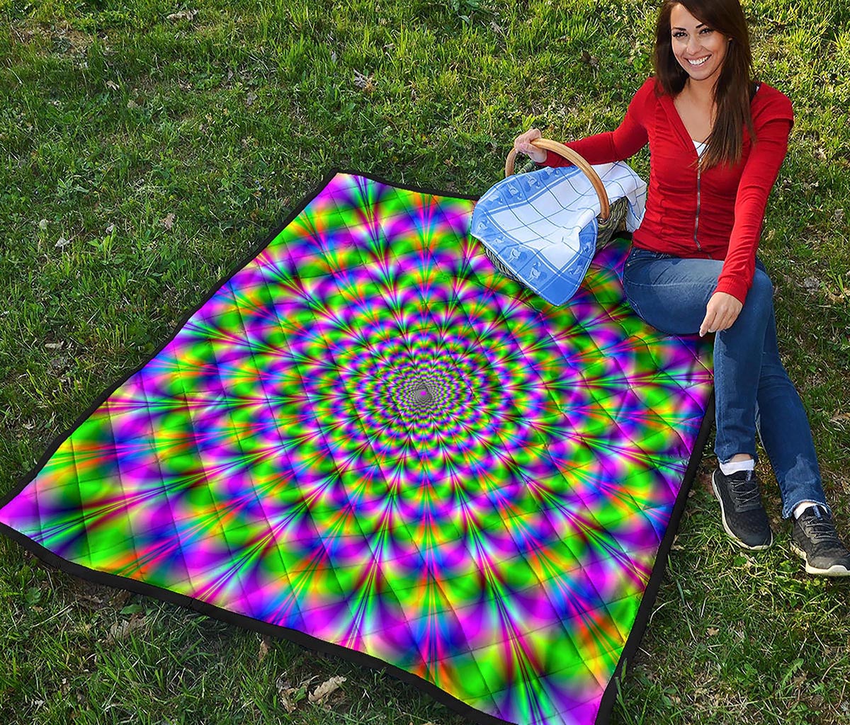 Neon Psychedelic Optical Illusion Quilt
