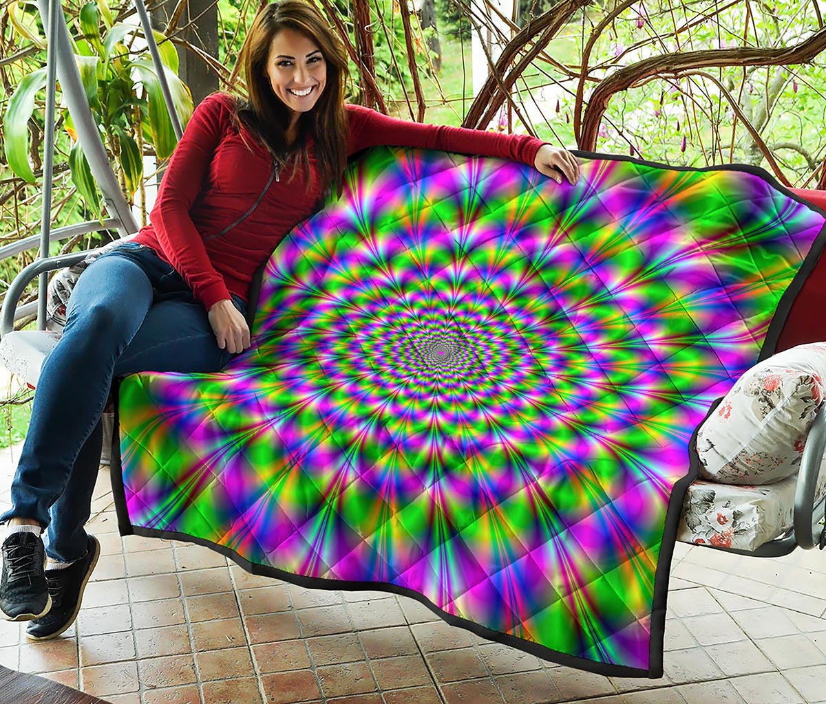 Neon Psychedelic Optical Illusion Quilt