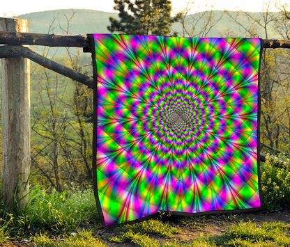 Neon Psychedelic Optical Illusion Quilt