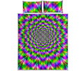 Neon Psychedelic Optical Illusion Quilt Bed Set