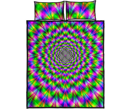Neon Psychedelic Optical Illusion Quilt Bed Set