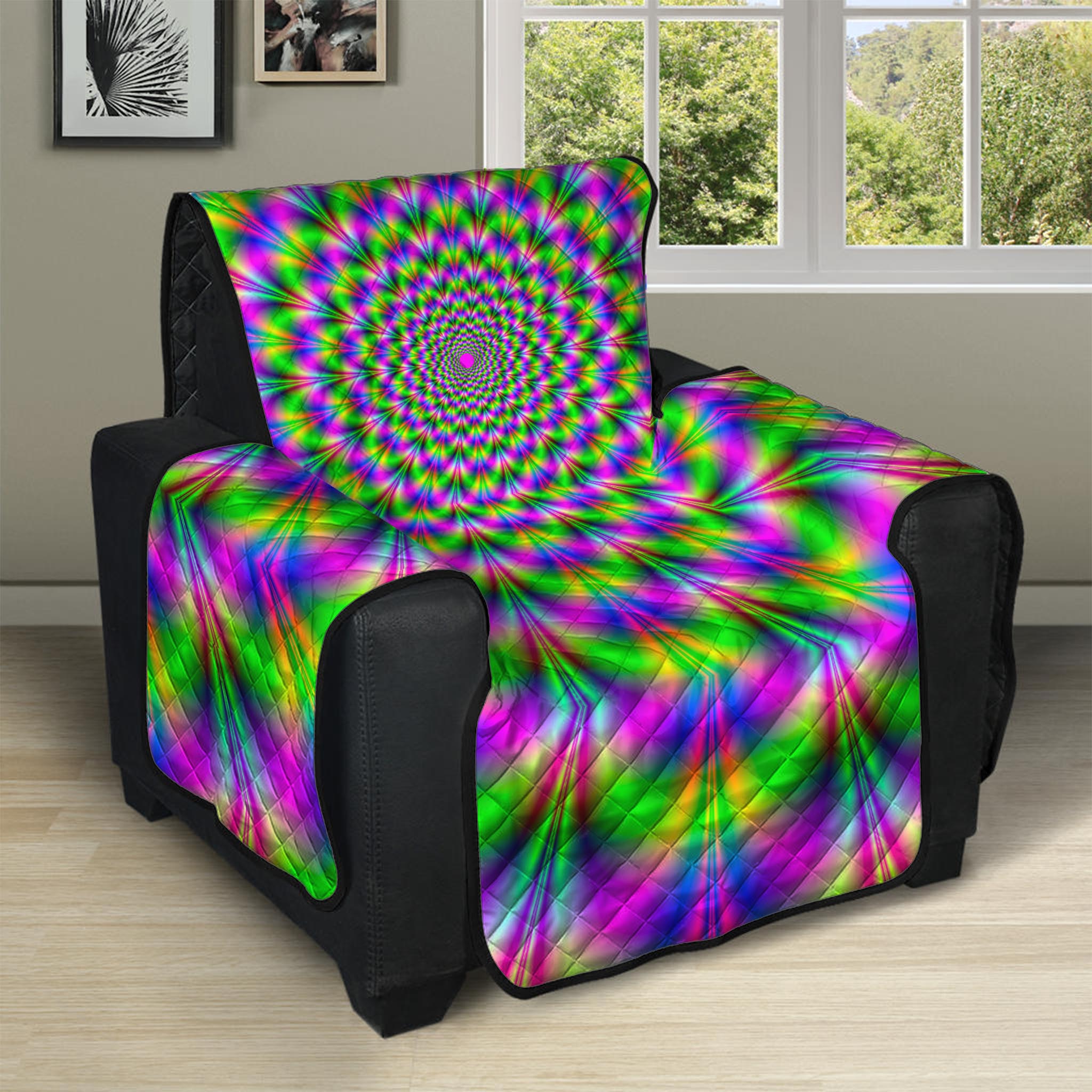 Neon Psychedelic Optical Illusion Recliner Protector