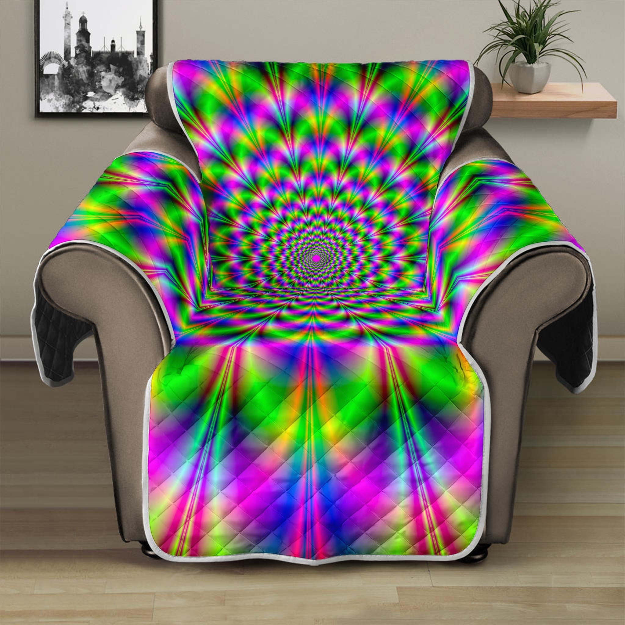 Neon Psychedelic Optical Illusion Recliner Protector