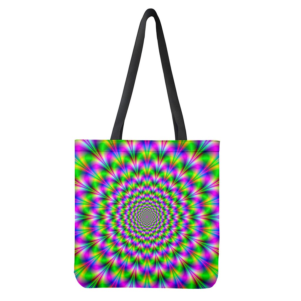 Neon Psychedelic Optical Illusion Tote Bag