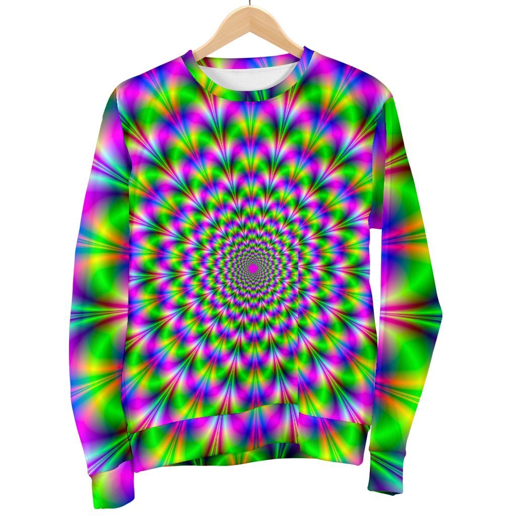 Neon Psychedelic Optical Illusion Women's Crewneck Sweatshirt GearFrost