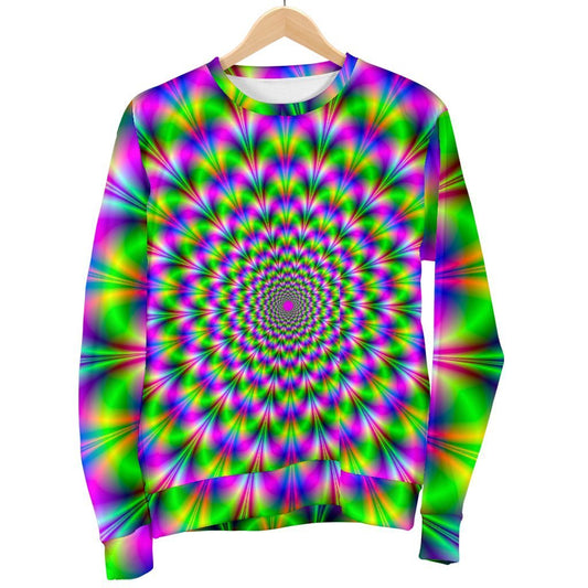 Neon Psychedelic Optical Illusion Women's Crewneck Sweatshirt GearFrost
