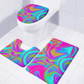 Neon Psychedelic Trippy Print 3 Piece Bath Mat Set