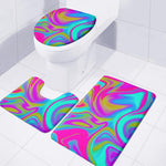 Neon Psychedelic Trippy Print 3 Piece Bath Mat Set