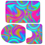 Neon Psychedelic Trippy Print 3 Piece Bath Mat Set