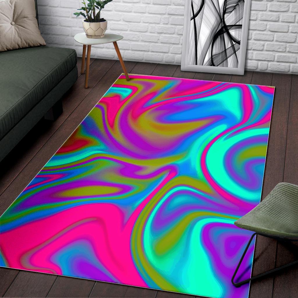 Neon Psychedelic Trippy Print Area Rug GearFrost