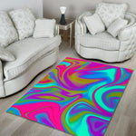 Neon Psychedelic Trippy Print Area Rug GearFrost