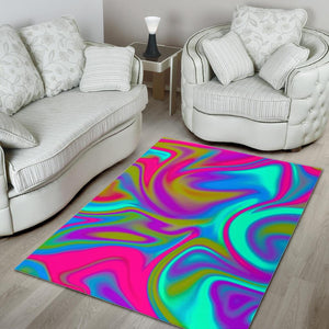 Neon Psychedelic Trippy Print Area Rug GearFrost