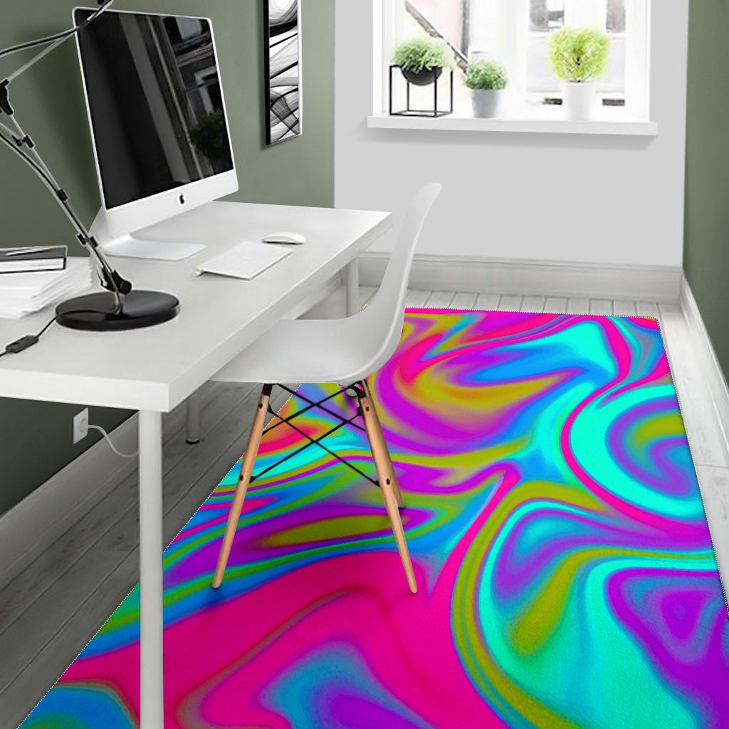 Neon Psychedelic Trippy Print Area Rug GearFrost